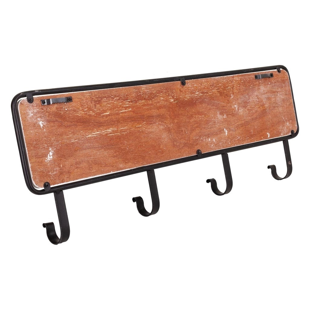 Appendiabiti in legno e metallo bianco 60x5x22h