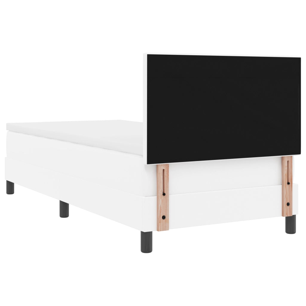 Letto Box Spring con Materasso Bianco 100x200 cm Finta Pelle