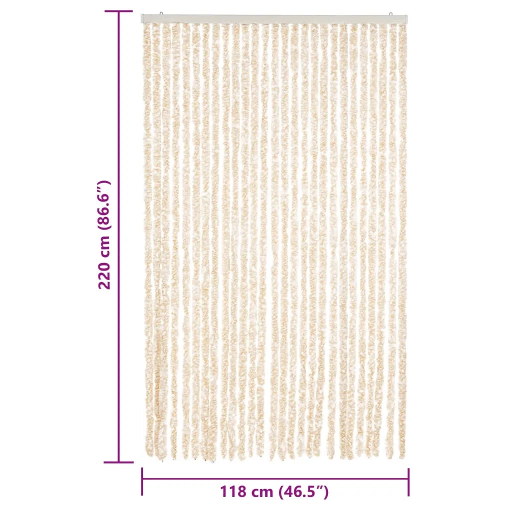 Tenda Antimosche-Zanzariera Beige e Bianca 118x220 cm in Ciniglia