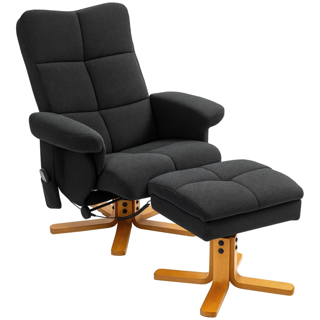 Poltrona massaggiante reclinabile con poggiapiedi ¨C zephmum ¨C 80x86x99 cm, nero