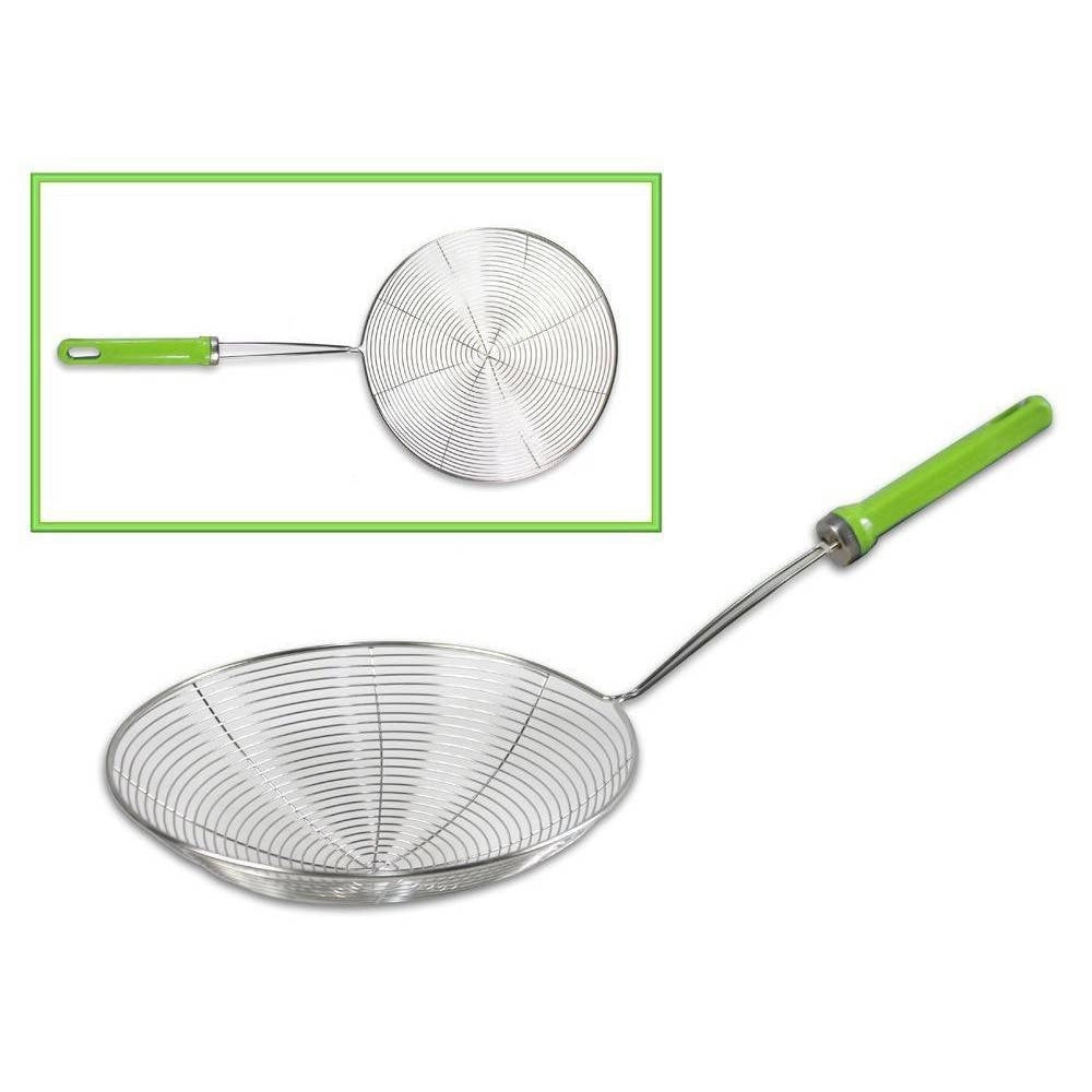 Trade Shop - Schiumarola A Rete Acciaio Per Fritti Frittura Utensili Da Cucina 20 Cm 66274 -