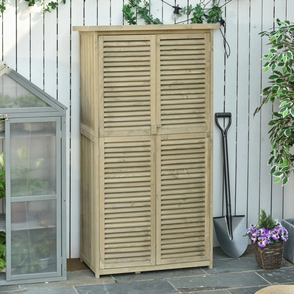 Armadio da Giardino in Legno con 4 Scompartimenti ¨C zephmum ¨C Grigio 87x46.5x160cm
