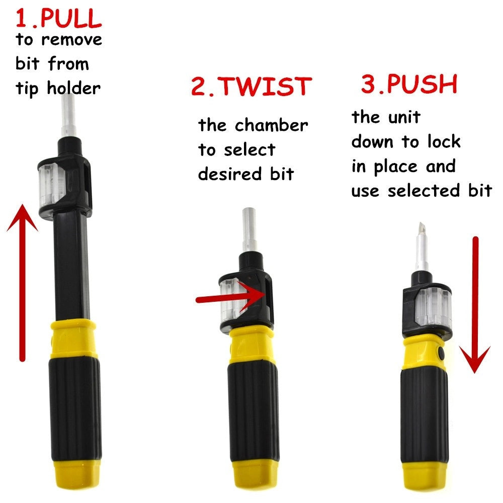 Trade Shop - Bit 360 Cacciavite 6 In 1 Twist Bit Punte Magnetiche Universale Casa Lavoro Kit -