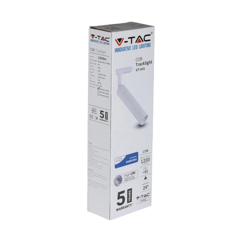 Faretto led con binario da interno 15W Light tracklight White Body 5000K