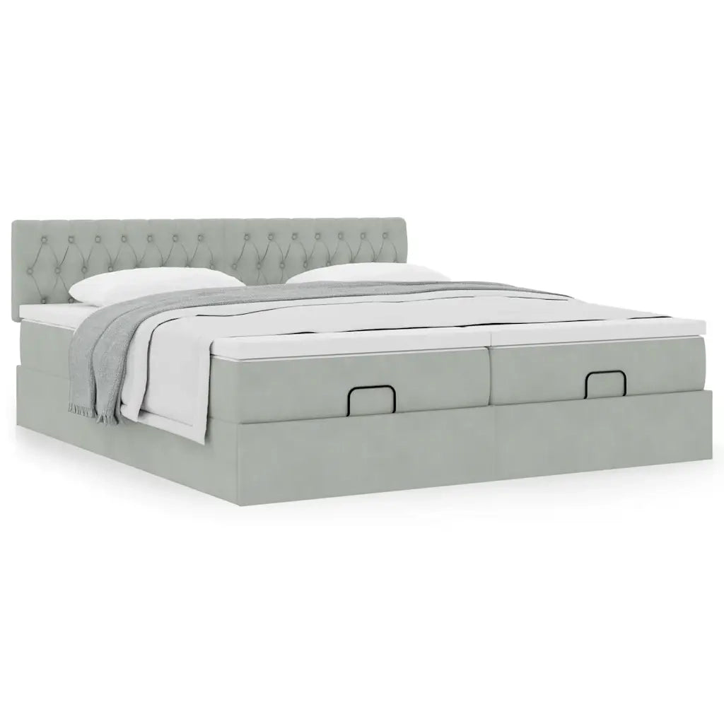 Struttura Letto Pouf con Materassi 200x200 cm Velluto 3312098