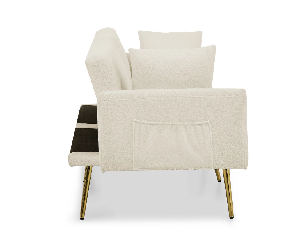 Divano a 2 posti in Teddy-Fleece con schienale reclinabile a 3 posizioni; beige