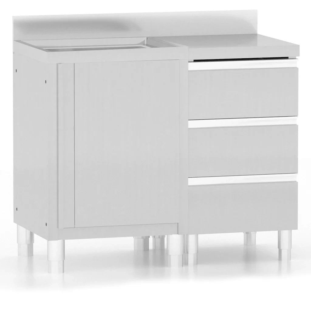 Set di 2 mobili da cucina professionali per impieghi gravosi 60 x 60 x (95-96) cm con alzatina regolabile acciaio inox argento 02_0055143
