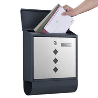 Cassetta postale con vano portagiornale V36 antracite + inox 305 x 105 x 385 mm con vetrino nome