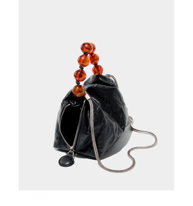 Borsa a tracolla Stachel da donna in vera pelle nera