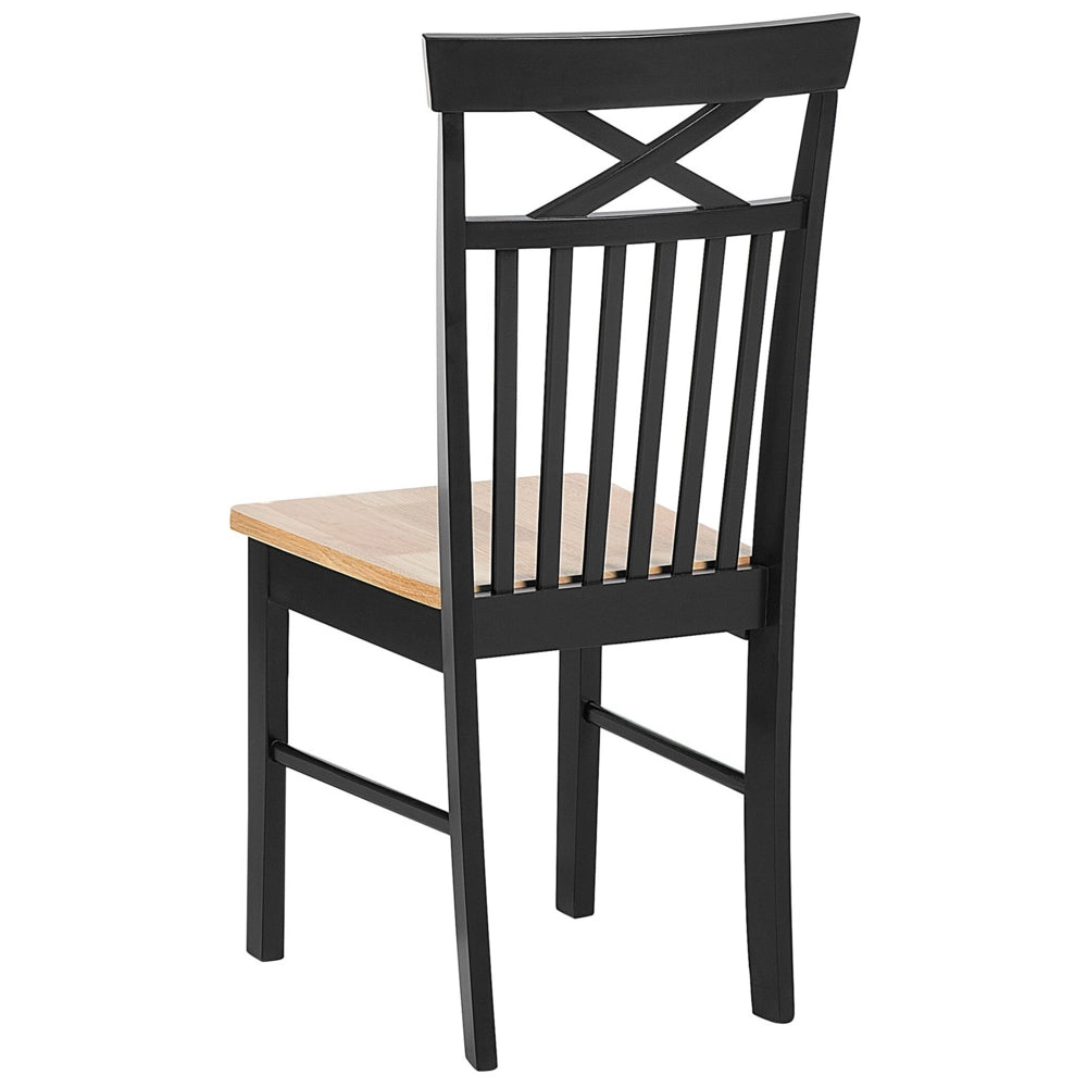 Set di 2 sedie da pranzo nere con legno chiaro in stile tradizionale