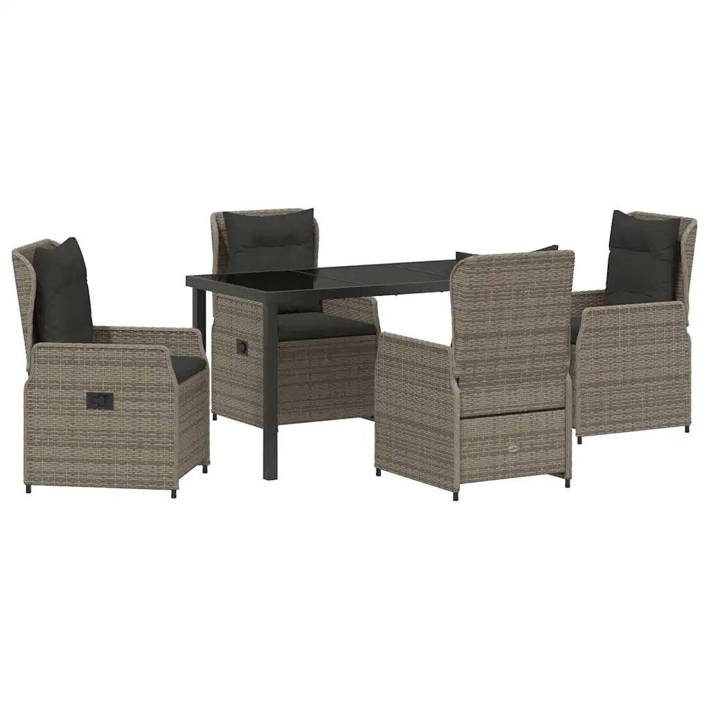 Set da Pranzo per Giardino 5 pcs Grigio polyrattan 3380955
