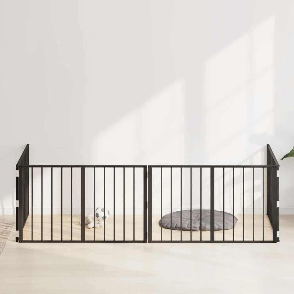 Cancello per cani 4 pcs Nero 100 x 60 cm Acciaio zincato 891997