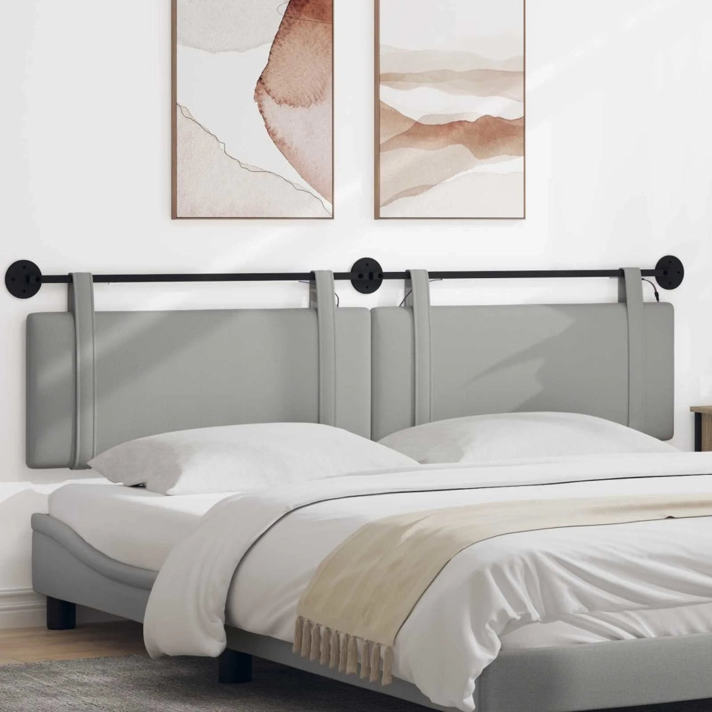 Testiera sospesa Con luce LED Grigio Nuvola Tessuto