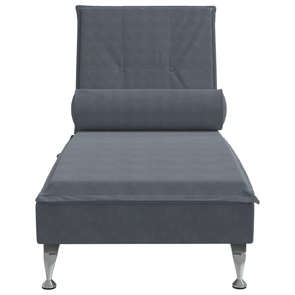 Chaise Longue Massaggi con Capezzale Grigio Scuro in Velluto 379451