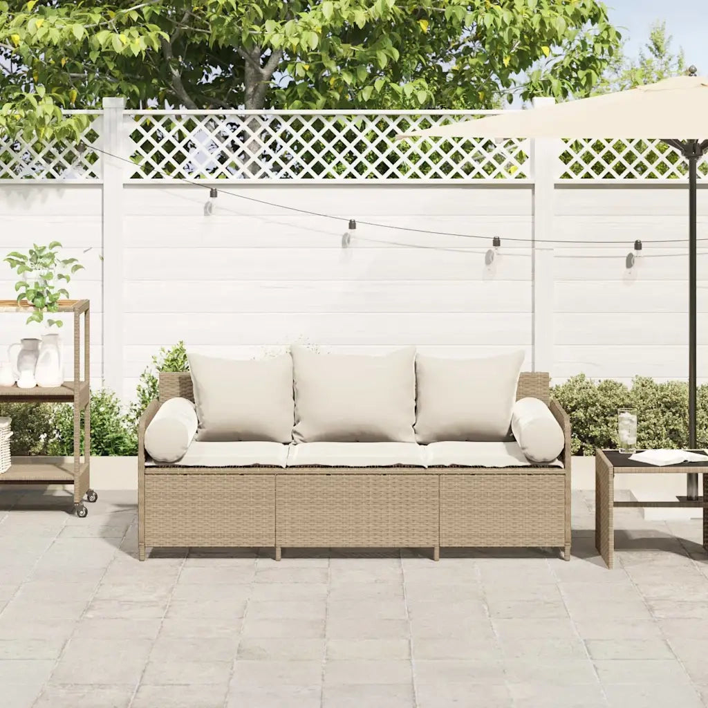 Divano da Giardino con Cuscini a 3 Posti Beige in Polyrattan 4104176