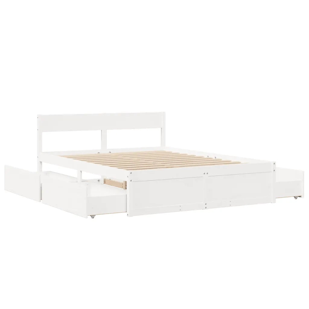 Letto senza Materasso Bianco 140x200 cm Legno Massello di Pino