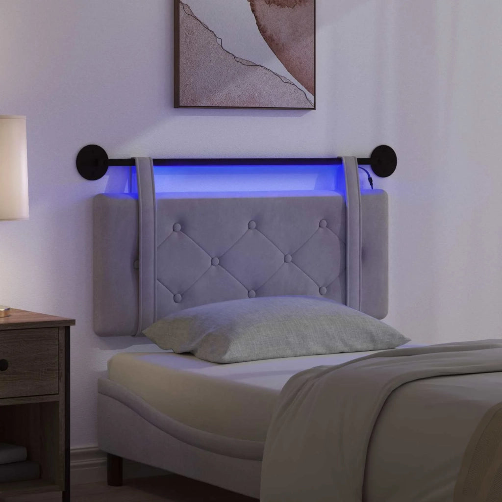 Testiera sospesa Con luce LED Grigio Chiaro Velluto 3424110