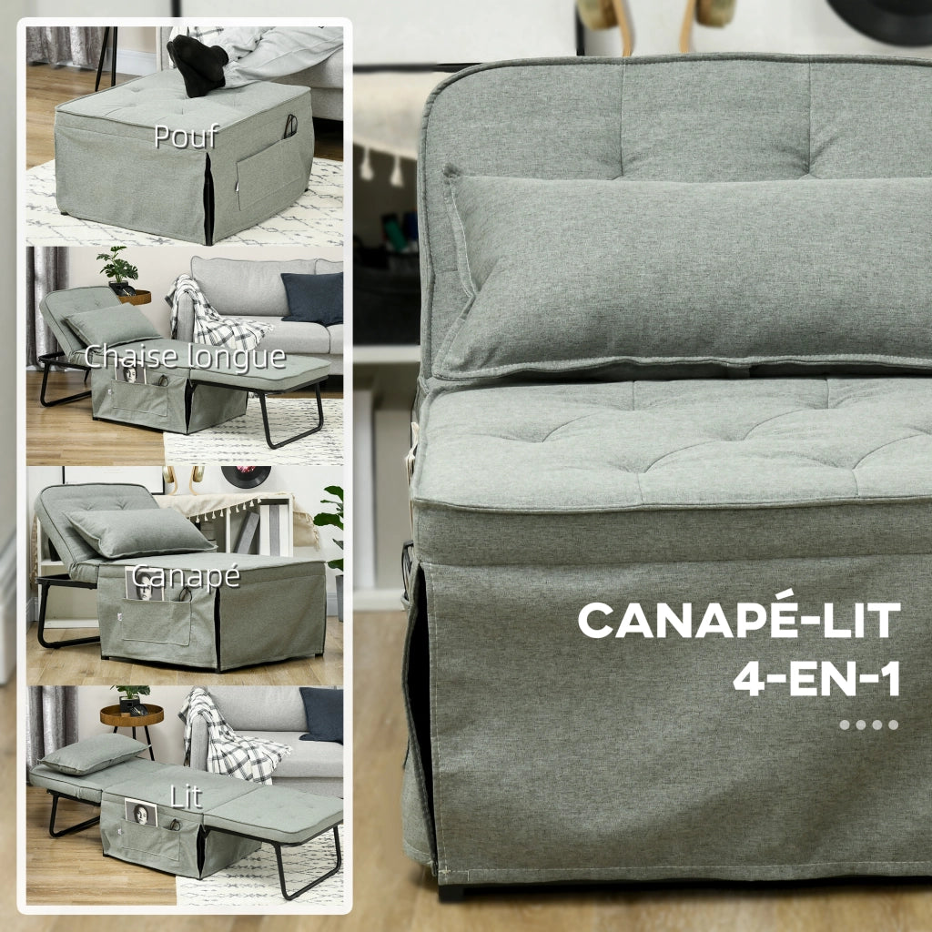 Poltrona reclinabile a 5 posizioni con cuscino ¨C zephmum ¨C grigio chiaro 180x64x40 cm