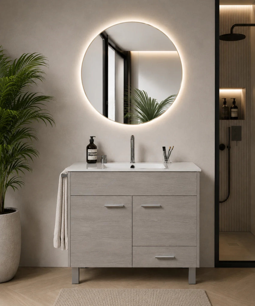 Mobile bagno con lavabo ORIGENBATH SAMOS senza specchio 60x45 cm rovere smoky