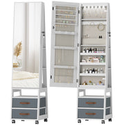 Cassettiera con Specchio e Luci LED ¨C Zephmum ¨C Bianco Tessuto 60x40x120