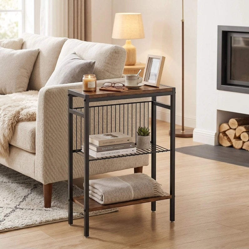 Tavolino con 3 ripiani 43 x 18 x 62;5 cm marrone rustico
