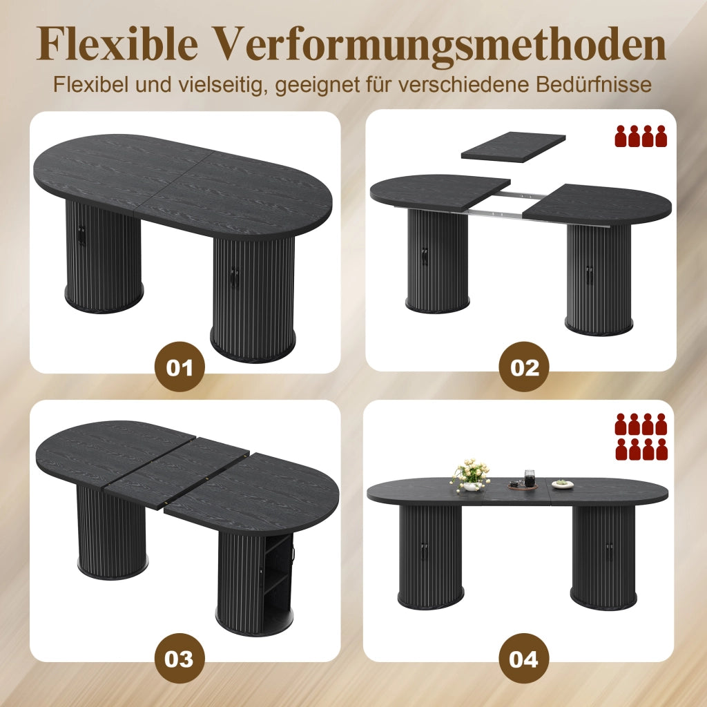 TAVOLO ALLUNGABILE 150-190x80x75 cm Nero in MDF con vano portaoggetti