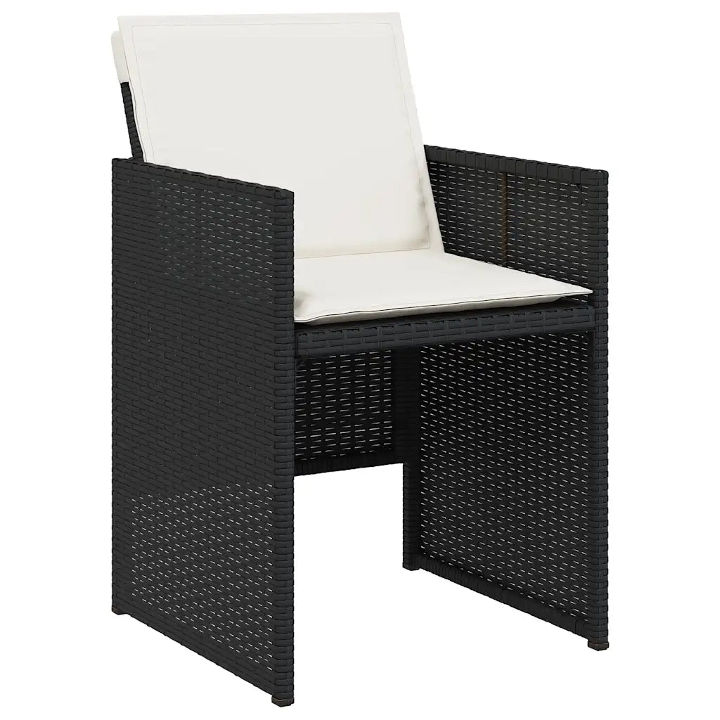 Set da Pranzo da Giardino 17 pz con Cuscini Nero in Polyrattan 3277829