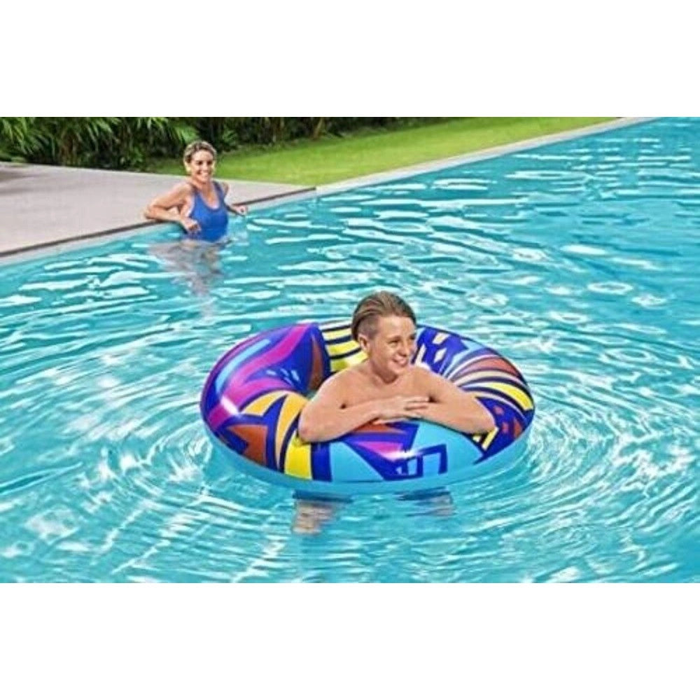 Trade Shop - Salvagente Gonfiabile Fantasia Geometrica ø 107 Cm Ciambella Mare Piscina 36228 -