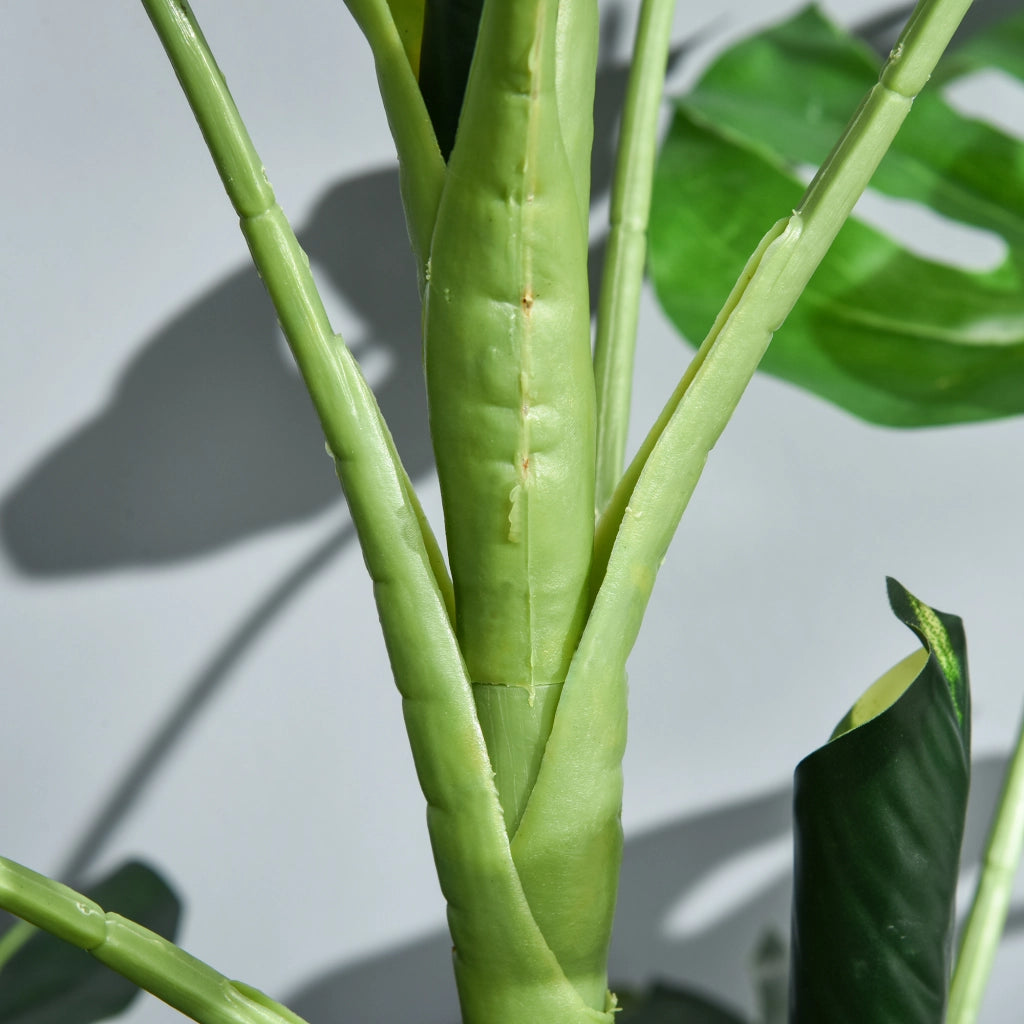 Planta Artificiale Monstera con Vaso Cemento ¨C Zephmum ¨C Verde ?16x100 cm