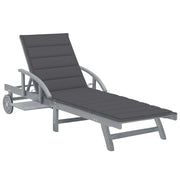 Lettino prendisole sedia a sdraio lettino prendisole letto da giardino mobili da esterno per patio con cuscino legno massello di acacia grigio 02_0012389