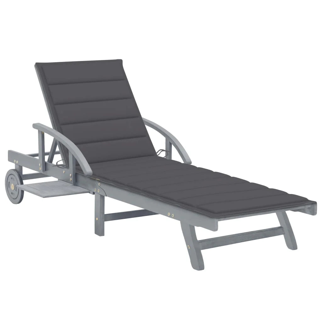 Lettino prendisole sedia a sdraio lettino prendisole letto da giardino mobili da esterno per patio con cuscino legno massello di acacia grigio 02_0012389