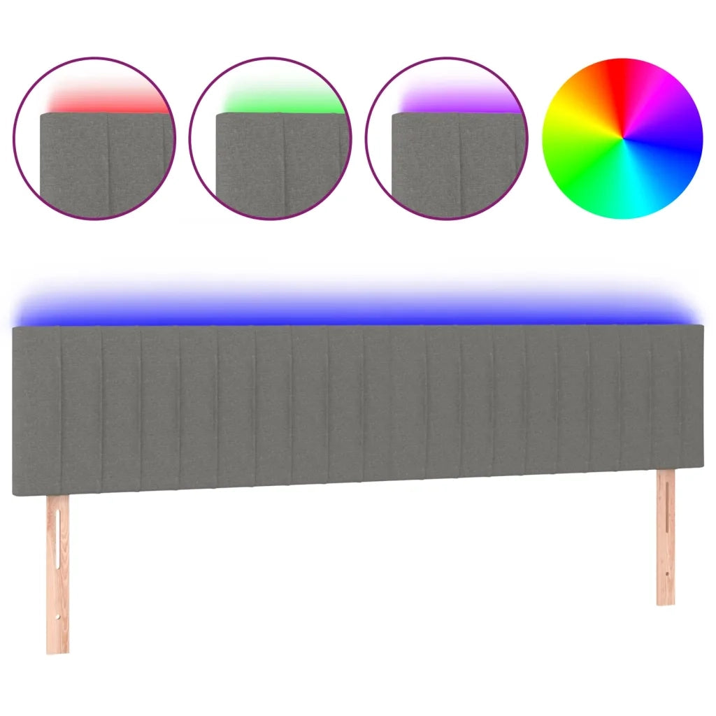 Testiera a LED-Testata del letto Grigio Scuro 160x5x78/88 cm in Tessuto
