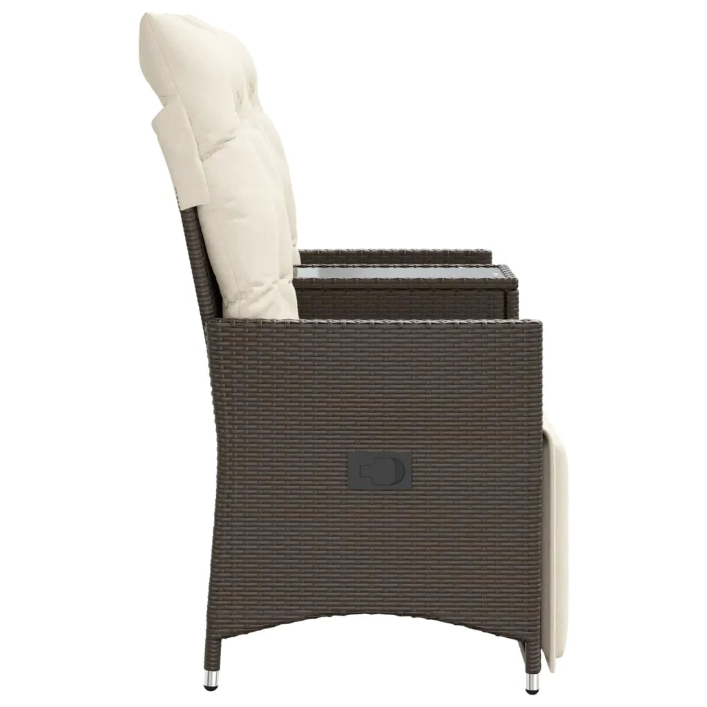 Divano Giardino Reclinabile 2 Posti Tavolino-Sofa da Giardino-Divanetto da esterno Marrone Polyrattan 810503