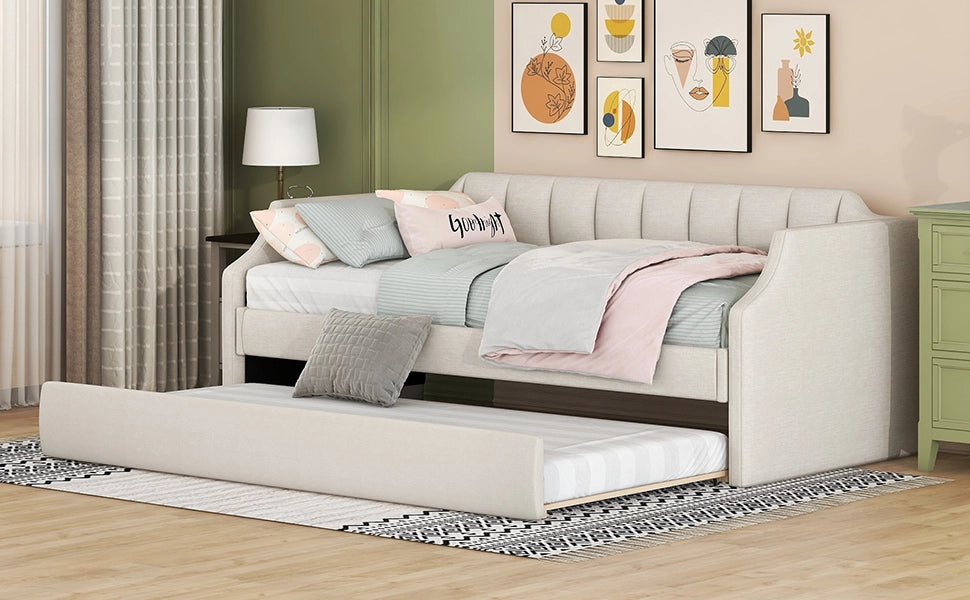 Letto giorno imbottito in cotone lino 90x200 cm
