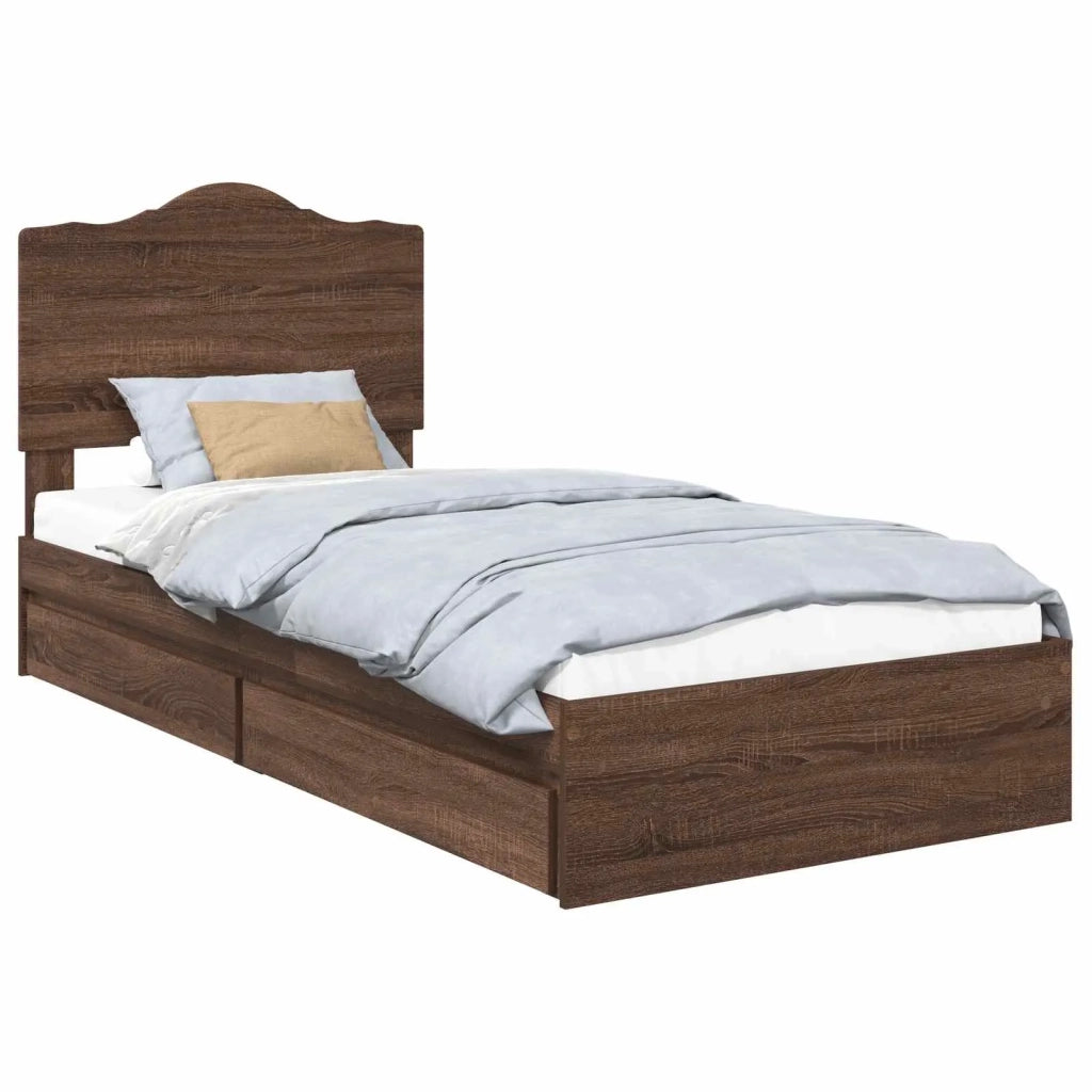 Letto con Contenitore con cassetto Rovere Marrone 70 x 190 cm