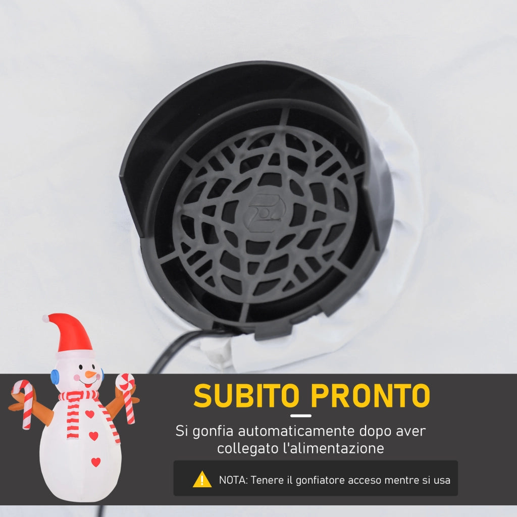 EasyComfort Pupazzo di Neve Gonfiabile 240cm, Decorazione Natalizia per Esterno con Luci a LED in Poliestere Impermeabile IP44
