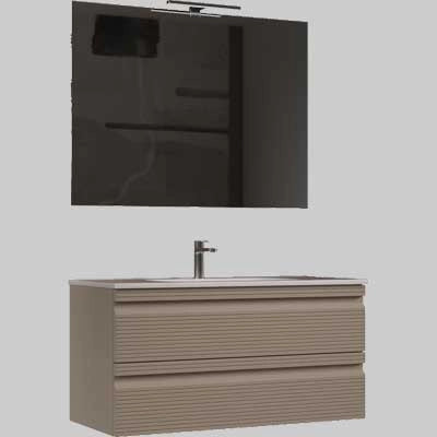 BASE SOSPESA LUANA CM 100 CANNETTATA GRIGIO SABBIA - 1 pezzi - Idroweb
