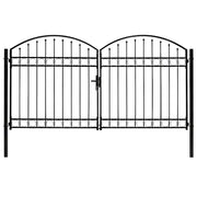 Cancello a Doppia Anta ad Arco in Acciaio 300x175 cm Nero 146340