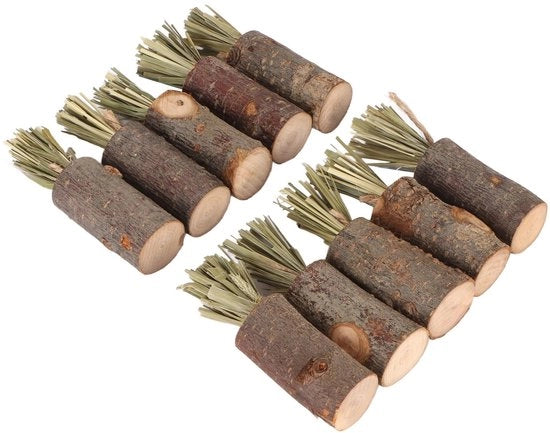 Giocattoli per conigli 10 pezzi - Sticks da masticare commestibili - Legno di melo - Migliora la salute dei denti - Duraturo - Nutrizionale e sicuro