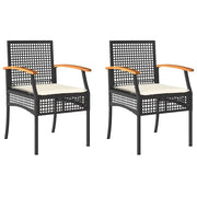 Sedie da Giardino con Cuscini 2 pz | Sedie da Esterno Nere in Polyrattan e Acacia