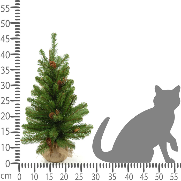 Set 2 Mini Albero di Natale Artificiali H45 cm Abete con Pigne 43 Tips Verde