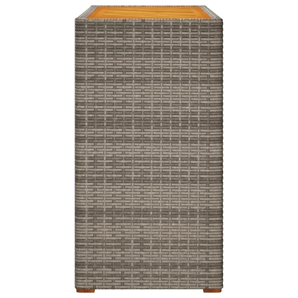 Tavolino da Giardino Piano Legno Grigio 100x40x75 cm Polyrattan 366307
