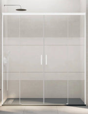 Porta doccia scorrevole 2+2 THALASSA (BASIC) 140 cm Profilo Bianco vetro serigrafato