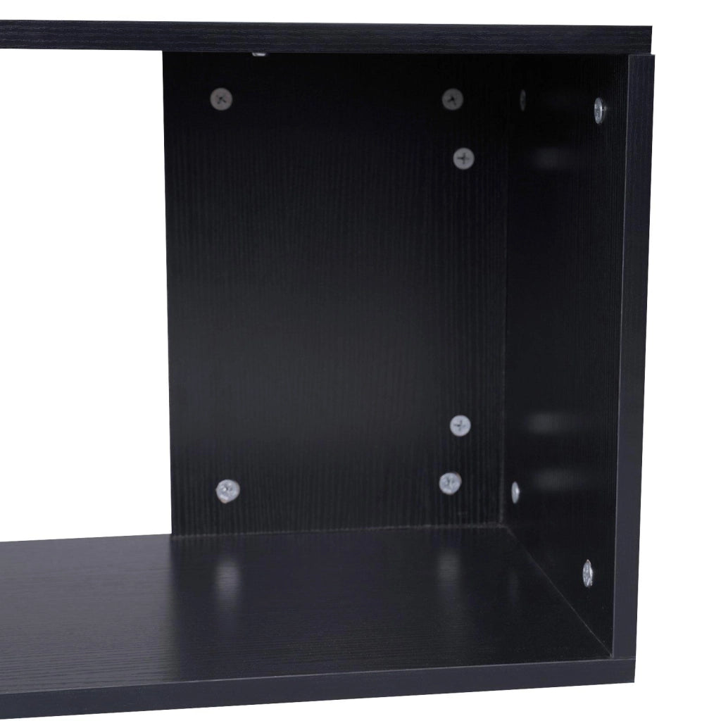 Scrivania Angolare da Ufficio 140x120x78,2 cm con Cassetti e Scaffale Girevole  Nera