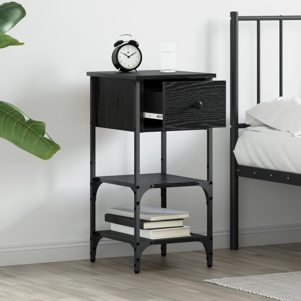 Set di 2 comodini 34x36x70 cm in rovere nero legno ingegnerizzato