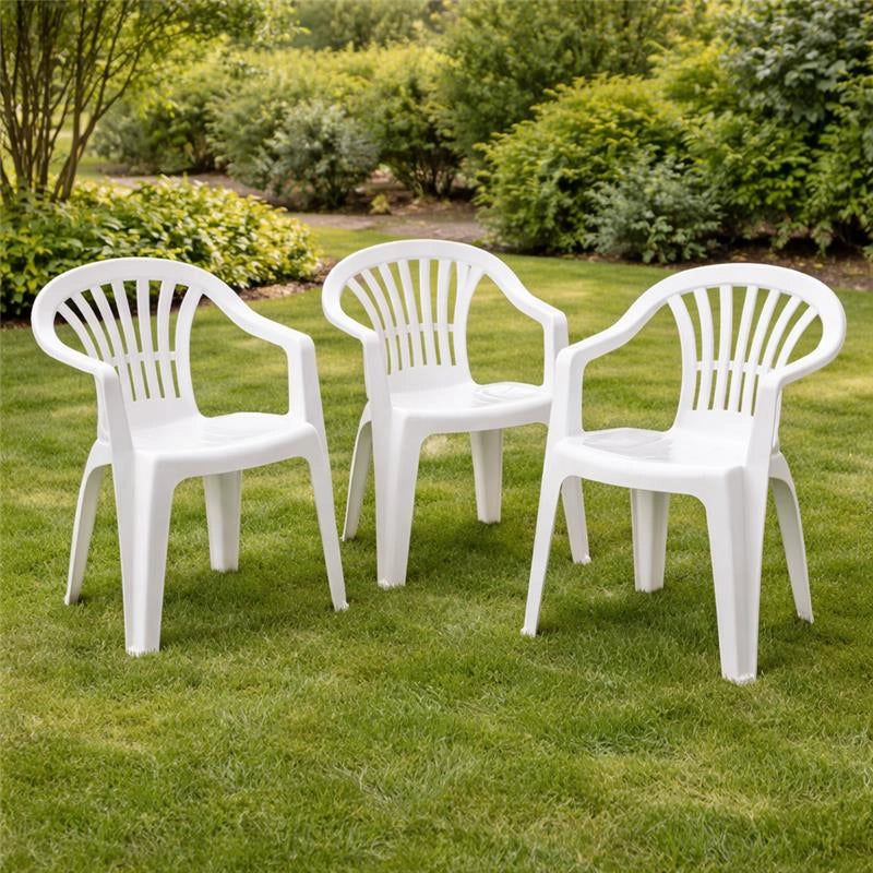 MAURY'S SET 4 SEDIE KONA IN RESINA CON SCHIENALE BASSO COLORE BIANCO DA ESTERNO E GIARDINO