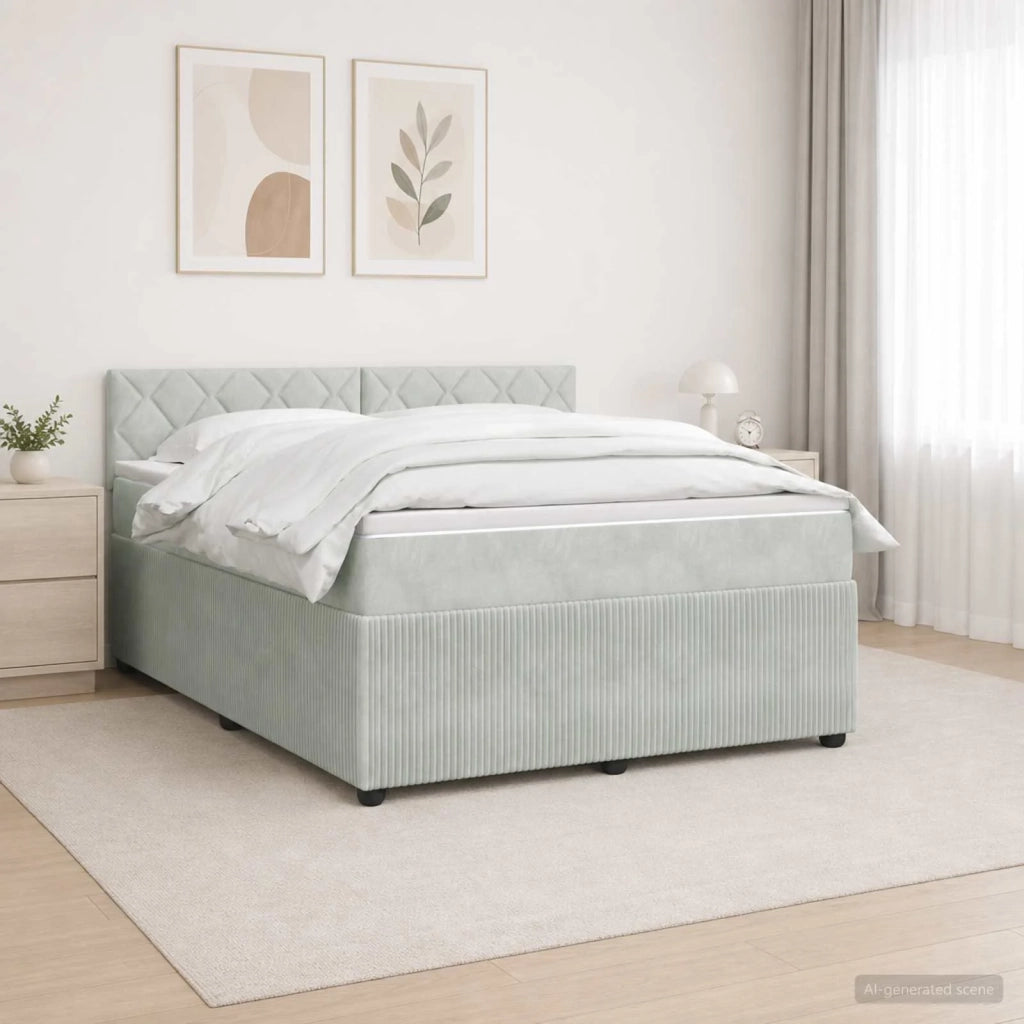 Letto box spring con materasso Grigio Chiaro 140 x 200 cm 3453161