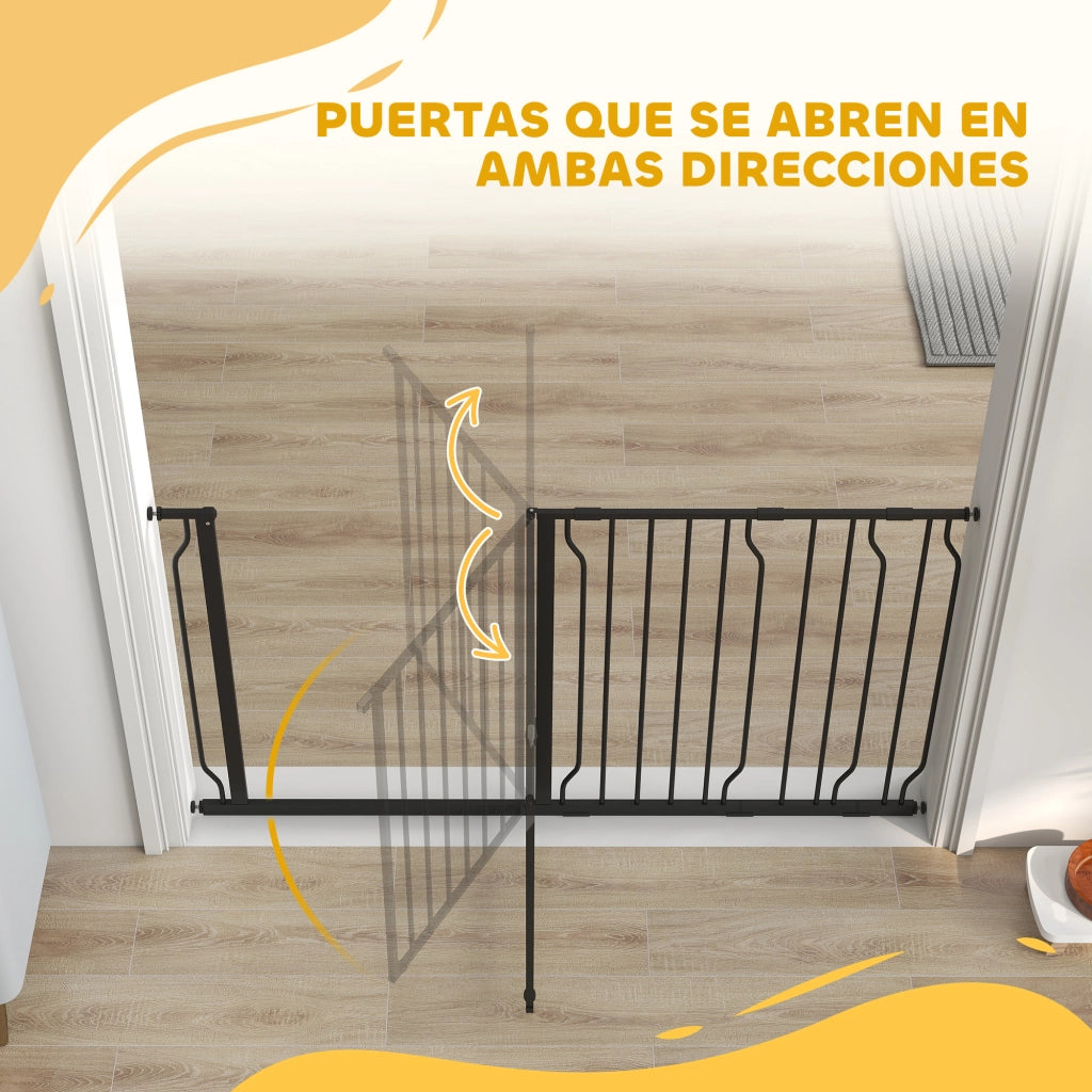 Barriera per Animali con 3 Estensioni Montaggio a Pressione ¨C Zephmum ¨C Nero 75-145x76 cm