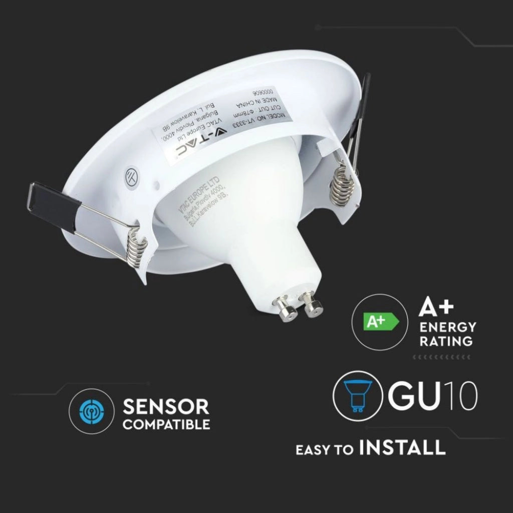 3 PZ Faretti LED Incasso Rotondo Orientabile 5W Carcassa Bianco 4500K Neutro con Lampada GU10 Sostituibile SKU 8882