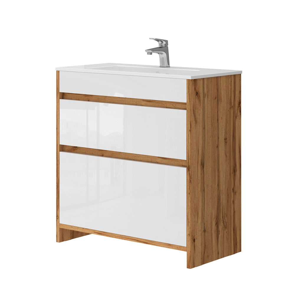 Vicco Mobiletto per lavabo Quercia dorata 2 parti, mobile base 80 cm